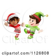 Happy Christmas Elves Dancing Together
