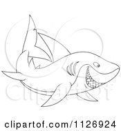 Poster, Art Print Of Outlined Happy Shark