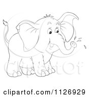 Poster, Art Print Of Colored And Outlined Elephants Squirting From Their Trunks