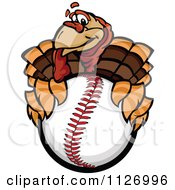 Poster, Art Print Of Turkey Bird Mascot Holding A Baseball