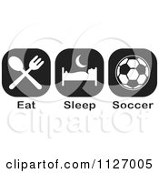 Poster, Art Print Of Black And White Eat Sleep Soccer Icons