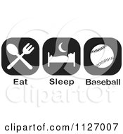 Poster, Art Print Of Black And White Eat Sleep Baseball Icons