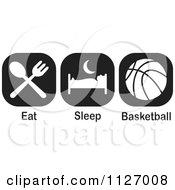 Poster, Art Print Of Black And White Eat Sleep Basektball Icons