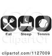 Poster, Art Print Of Black And White Eat Sleep Tennis Icons