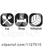 Poster, Art Print Of Black And White Eat Sleep Volleyball Icons