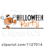 Happy Jackolantern Pumpkin With Halloween Party Text