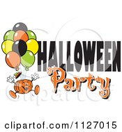 Jackolantern Pumpkin With Balloons And Halloween Party Text