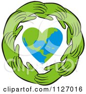 Poster, Art Print Of Ring Of Green Hands Around A Heart Earth