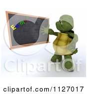 3d Tortoise Teacher Discussing Physics At A Black Board