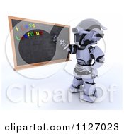Poster, Art Print Of 3d Robot Teacher Presenting A Black Board With I Love Learning Magnets