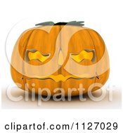 Clipart Of A 3d Carved Jackolantern Halloween Pumpkin Royalty Free CGI Illustration