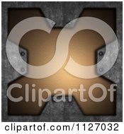 Clipart Of A Metal Frame Around A Leather Cross Royalty Free CGI Illustration