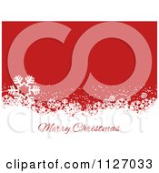 Clipart Of A Merry Christmas Greeting Over Snowflake Grunge On Red Royalty Free Vector Illustration by KJ Pargeter