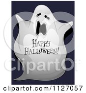 Poster, Art Print Of Spooky Ghost With Happy Halloween Text