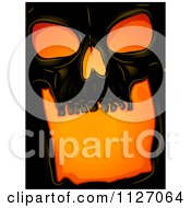 Poster, Art Print Of Scary Black Human Skull With Orange Lighting
