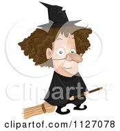 Poster, Art Print Of Kid In A Witch Costume On A Broomstick