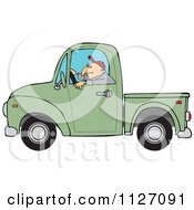 Poster, Art Print Of Worker Driving A Green Truck