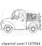 Poster, Art Print Of Outlined Farmer Driving A Truck With Corn In The Bed