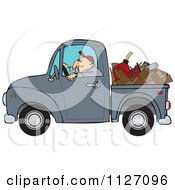 Poster, Art Print Of Worker Driving A Truck With Firewood Gasoline And A Saw In The Bed