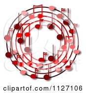 Poster, Art Print Of Ring Or Wreath Of Red Music Notes With Shadows