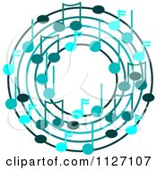 Poster, Art Print Of Ring Or Wreath Of Blue Music Notes