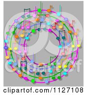 Poster, Art Print Of Ring Or Wreath Of Colorful Music Notes With Shadows On Gray