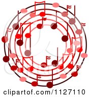 Poster, Art Print Of Ring Or Wreath Of Red Music Notes