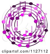 Poster, Art Print Of Ring Or Wreath Of Purple Music Notes With Shadows