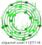 Cartoon Of A Ring Or Wreath Of Green Music Notes Royalty Free Vector Clipart