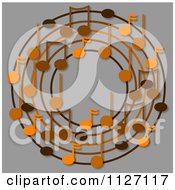 Poster, Art Print Of Ring Or Wreath Of Brown Music Notes On Gray
