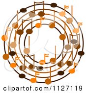 Poster, Art Print Of Ring Or Wreath Of Brown Music Notes