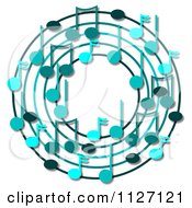 Cartoon Of A Ring Or Wreath Of Blue Music Notes With Shadows Royalty Free Clipart by djart
