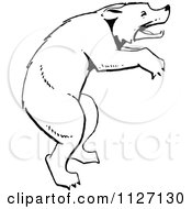 Clipart Of A Retro Vintage Black And White Bear On Its Hind Legs Royalty Free Vector Illustration