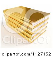 Poster, Art Print Of 3d Pile Of Golden Books With A Light Flare