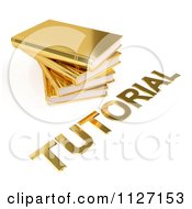 Poster, Art Print Of 3d Pile Of Golden Books And Tutorial Text