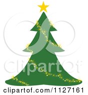 Poster, Art Print Of Christmas Tree With A Glittery Gold Garland Or Lights