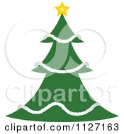 Poster, Art Print Of Christmas Tree With A White Garland