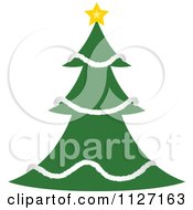 Clipart Of A Christmas Tree With A White Garland Royalty Free Vector Illustration
