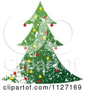 Clipart Of A Grungy Decorated Christmas Tree Royalty Free Vector Illustration