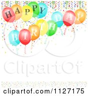Poster, Art Print Of Happy Birthday Balloons With Ribbons And Confetti