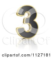 Poster, Art Print Of 3d Gold Rimmed Perforated Metal Number 3