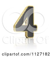 3d Gold Rimmed Perforated Metal Number 4