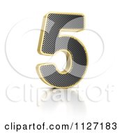 3d Gold Rimmed Perforated Metal Number 5
