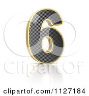 3d Gold Rimmed Perforated Metal Number 6