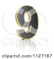 Poster, Art Print Of 3d Gold Rimmed Perforated Metal Number 9