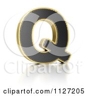 3d Gold Rimmed Perforated Metal Letter Q