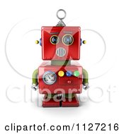 3d Surprised Red Metal Robot