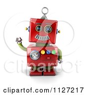 3d Waving Red Metal Robot