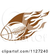 Poster, Art Print Of Brown American Football With Tribal Flames 1