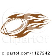 Clipart Of A Brown American Football With Tribal Flames 3 Royalty Free Vector Illustration